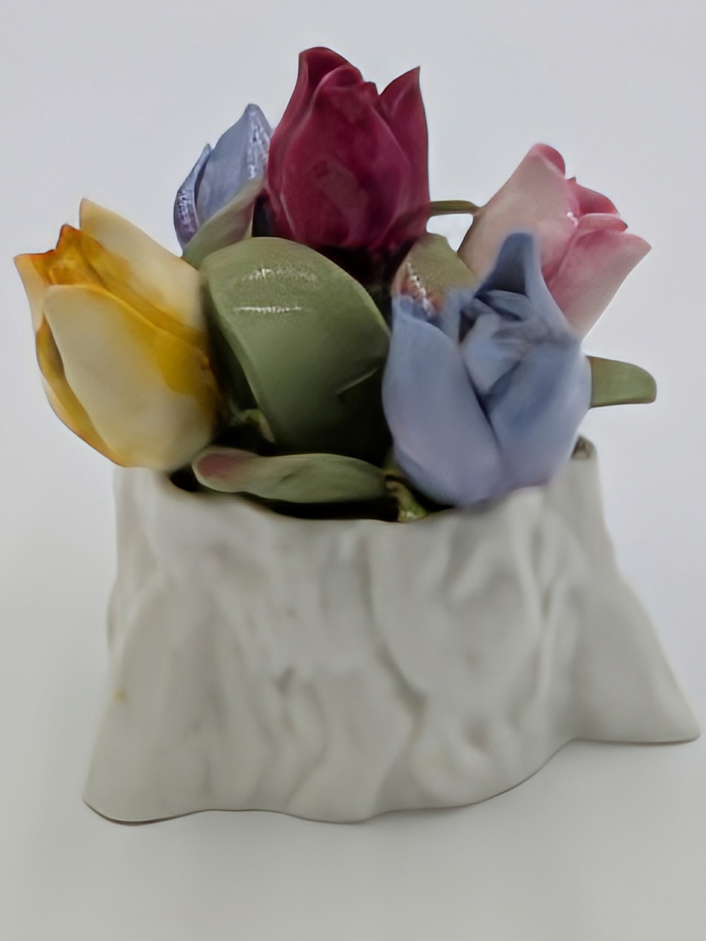 Handcrafted Multicolor Porcelain Tulip Bouquet Ceramic Vase